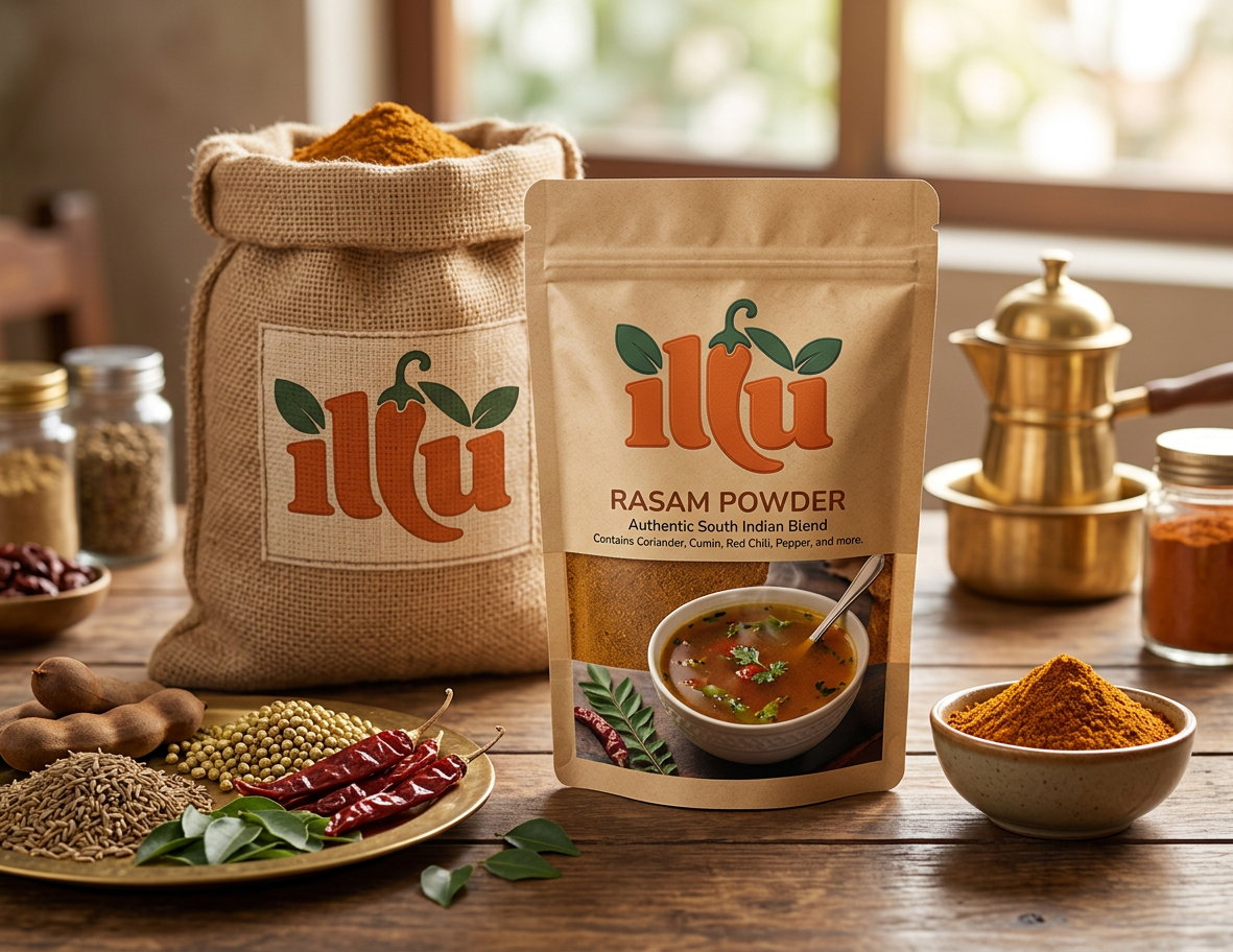ILLU Sambar Masala spice packet authentic South Indian Udupi coastal sambar lentil stew blend preservative free Karnataka